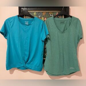 2 athletic tops Patagonia green blue XS